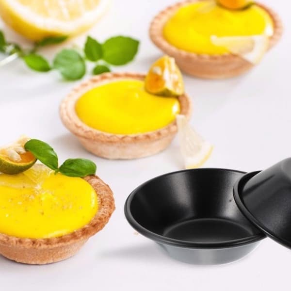 8 stk. Mini Paiformer Eggterte Bakeformsett Laget av Karbonstål Non-Stick Belegg
