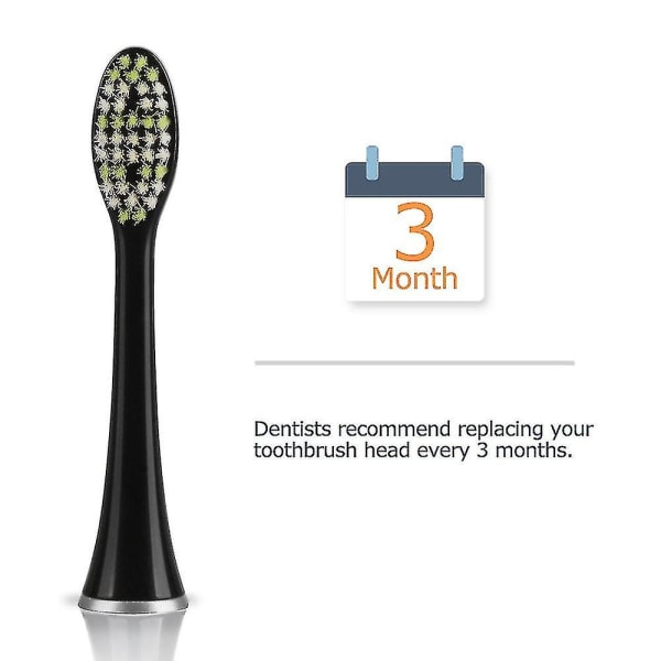 Mornwell 4 stk svart standard erstatning tannbørstehoder med hetter for Mornwell D01b elektrisk tannbørste
