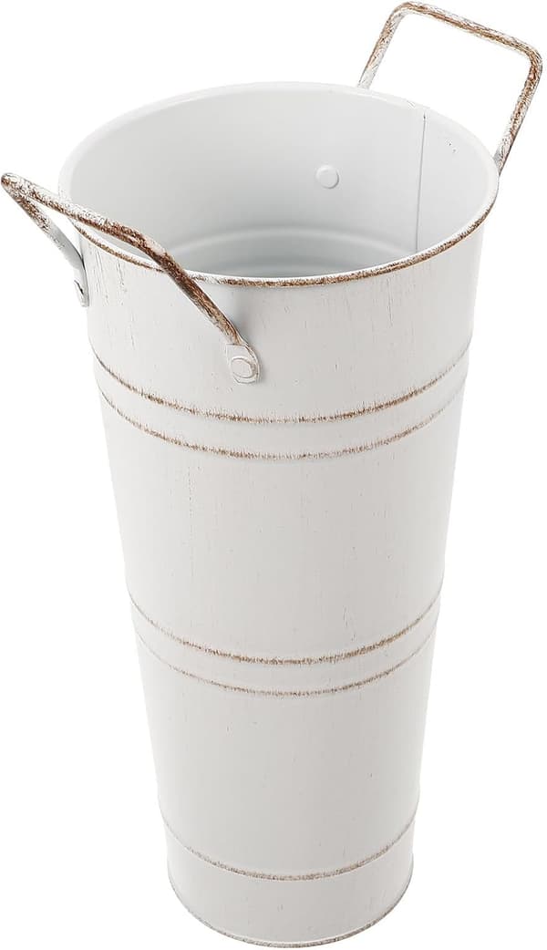 Vintage Blomsterhink Rustik Blomsterbehållare Dubbla Handtag Galvaniserat Järn Hög Hållbarhet