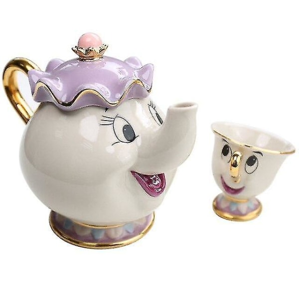 Keramisk teservis Skönheten och Odjuret Tekanna Mugg 3D Tekanna Set Kaffe