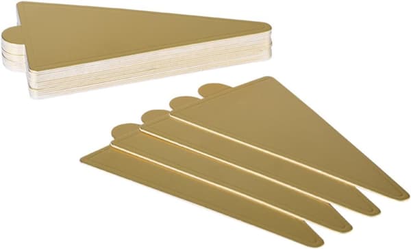100 stk. papirkakeunderlag, trekantformet, solid, sterk pappmoussekakebrett, gullfarge