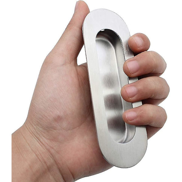 2 kpl Harjattua Ruostumatonta Terästä Uppoasennettavat Soikeat Liukuovet - 120 X 40 Mm