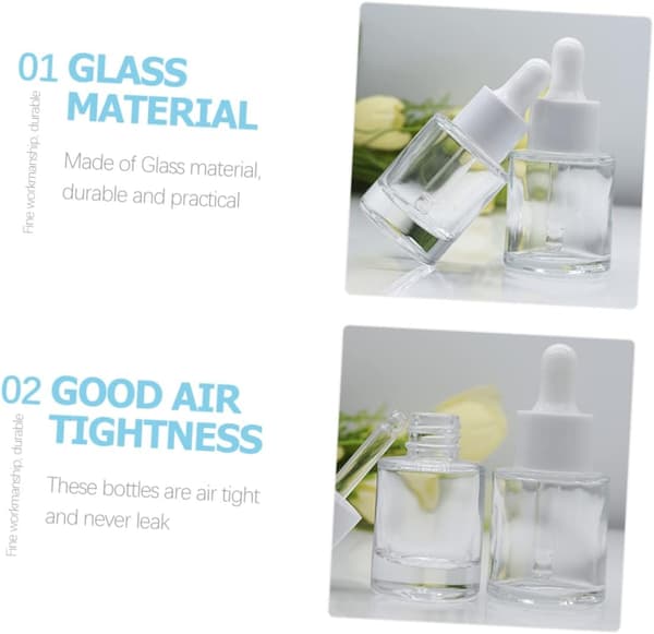 20 st 15 ml små glasdroppflaskor med tjock botten, läckagesäkra eteriska oljeflaskor