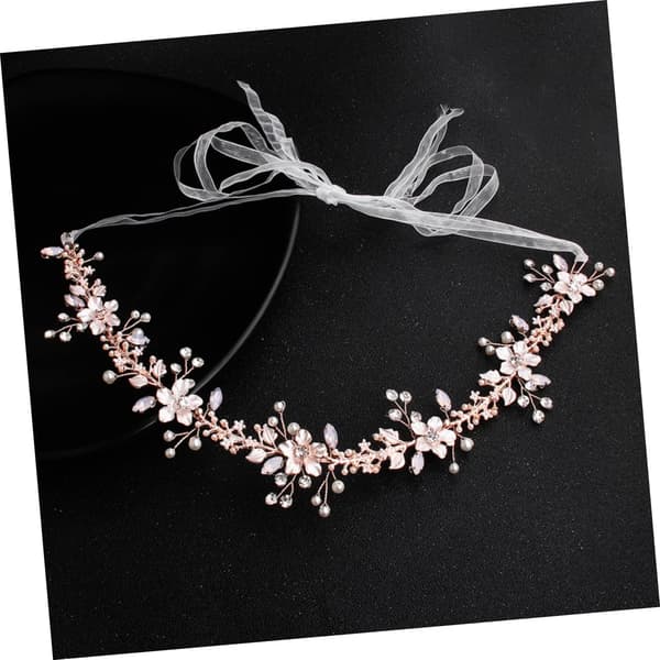 Romantisk brudehårtilbehør Legeringsblomsterhodebånd Bryllupshodeplagg Rhinestones for brud