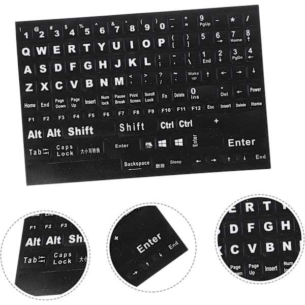 2 ark Universal Engelsk Tastatur Klistermærker Fuld Sæt