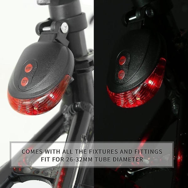 5 LED Laser Sykkel Baklys Vanntett Halevarsling Lys