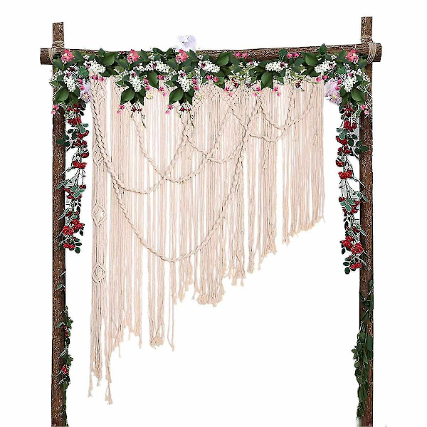 Makramé Gardin Tapet Stuevæg Boho Fest Dekoration