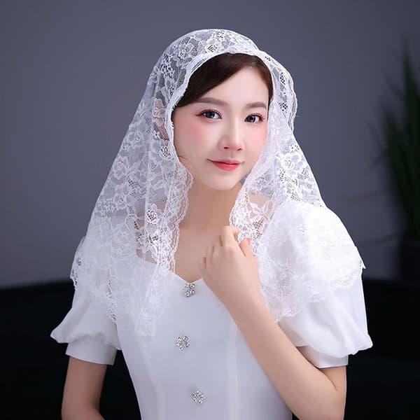 Blondedislør Bryllupsslør Elegant Blomstermønster Kort Mantilla Skjerf