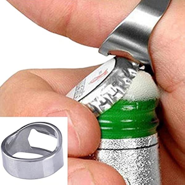 Monshop Ring Flaskeåbner Mini Flaskeåbner Ring Fingerringe Flaskeåbner - Rustfrit Stål 22mm