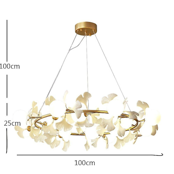 100 cm:n pyöreä riippuvalaisin, metalli, moderni, 220-240v