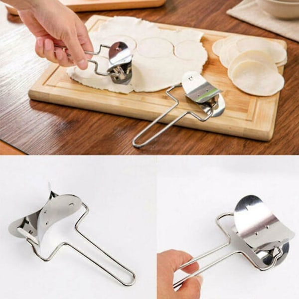 Dumplings Wrapper Skin Cutter Maker Form Stålform Kjøkken Godt verktøy. (sølv) (1 stk)