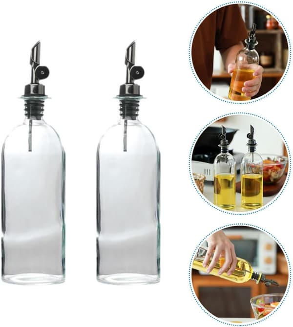 2-pack oljeflaskor i glas 500 ml oljeförvaringsbehållare med robust design lämplig