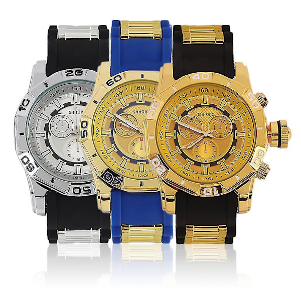 Sejt Herre Quartz Ur Stor Skive Silikon Rem
