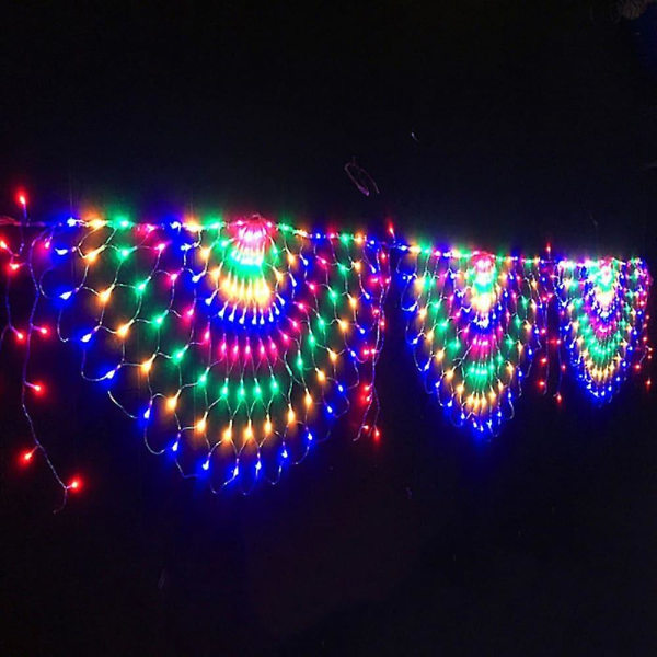1x 3,5m 3 Peacock Mesh Net Led String Lights Fargerike utendørs fe