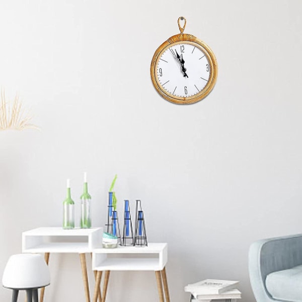 Rotting handvävd väggklocka - enkel design hängande klocka som passar för hemmet i sovrummet