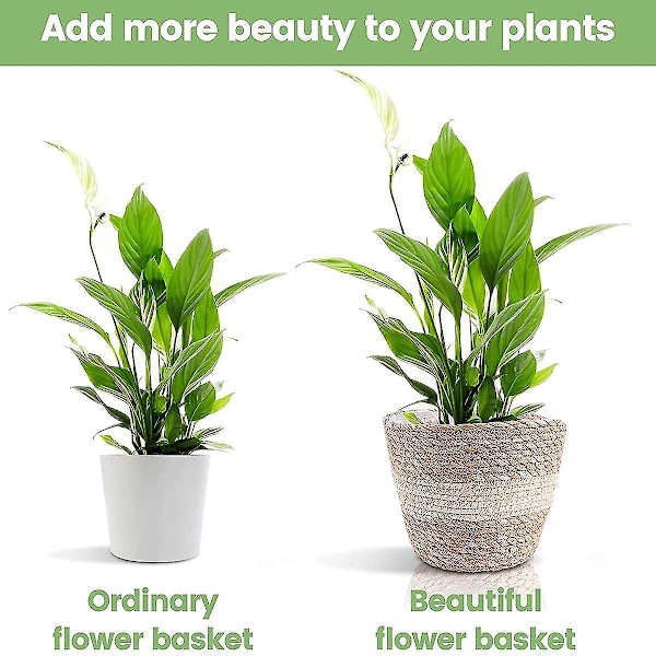 Seagrass Planter Kurv 2 stk Håndvævede Blomsterpotte Kurve