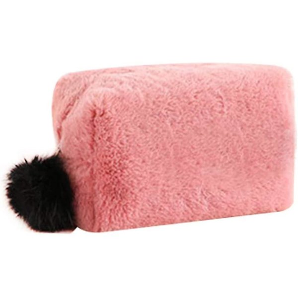 Plush-meikkipussi Pompom-pallovetoketjulla Kosmetiikan säilytyspussi