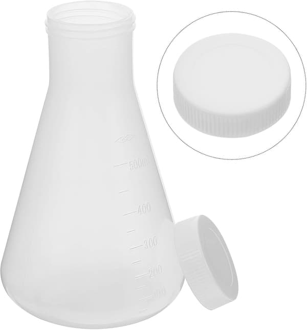 3 kpl ammattimaisia tiedelaboratorion Erlenmeyer-pulloja, kartiomaisia pulloja asteikoilla