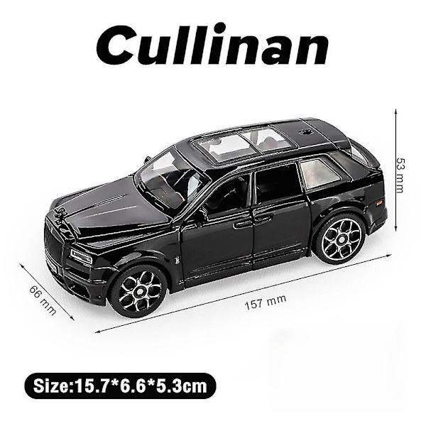1:32 Rolls Royce Cullinan SUV Bilmodell Leke Diecast Alloy Simuleringskjøretøy Lyd Lys Bil Leke For Gutter Barn Samlinger Black