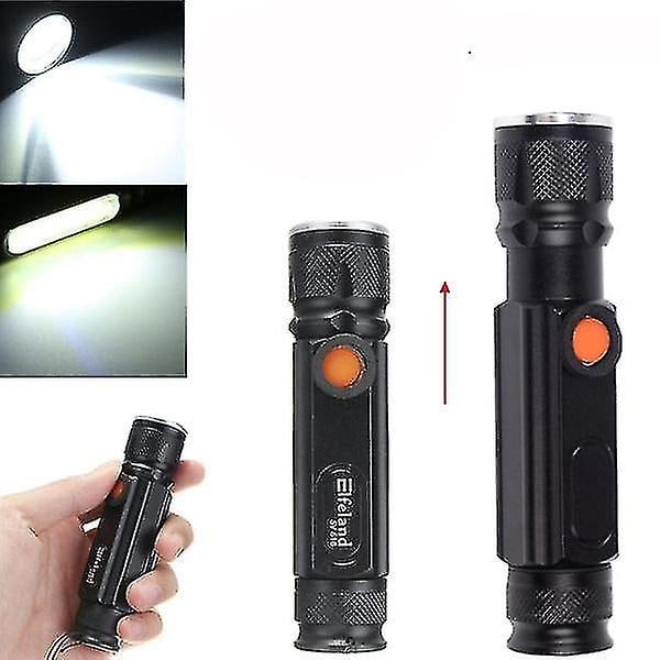 T6 3-läges Magnetisk Laddningsbar Zoomable LED Ficklampa