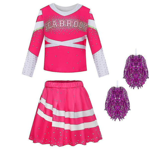 Zombies 3 Kids Girls Cheerleader Outfit Fancy Up Costume 9-10 Years