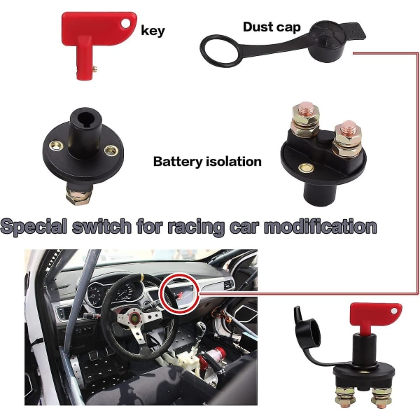 2 Pak 12v/24v Bilbatteri Isolator Afbryder Strøm Afbryder Nødsituation Switch