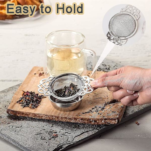 Rustfrit Stål Te-si  med Drypbakke, Rustfrit Stål Te-infuser Dryp-si  (2 Stykker - Sølv, Guld)