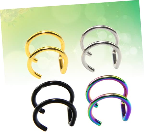 4 stk neseklemme i rustfritt stål, ring, piercing, kroppssmykker, C-formede bøyler for kvinner, brusk til nesepiercing