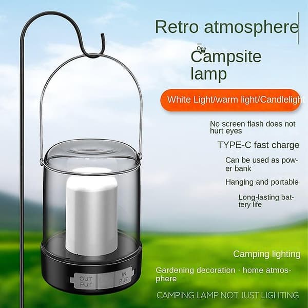 Campinglanterne, Ladbar Campinglys Med 3 Lysmoduser Vannresistent, Bærbar Teltslys (2400mah)