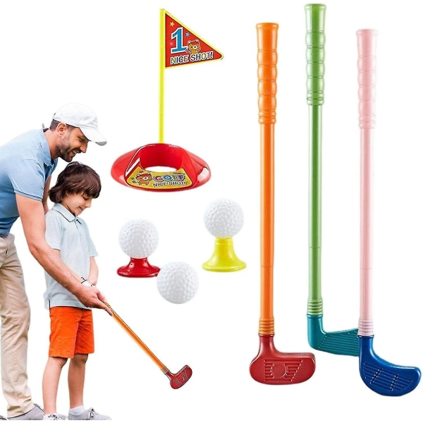 Golfsett for barn | Deluxe småbarn utendørs golflekesett | Uttrekkbar plen utendørs og innendørs sportslekegaver til barn, bursdager og jul (tilfeldig