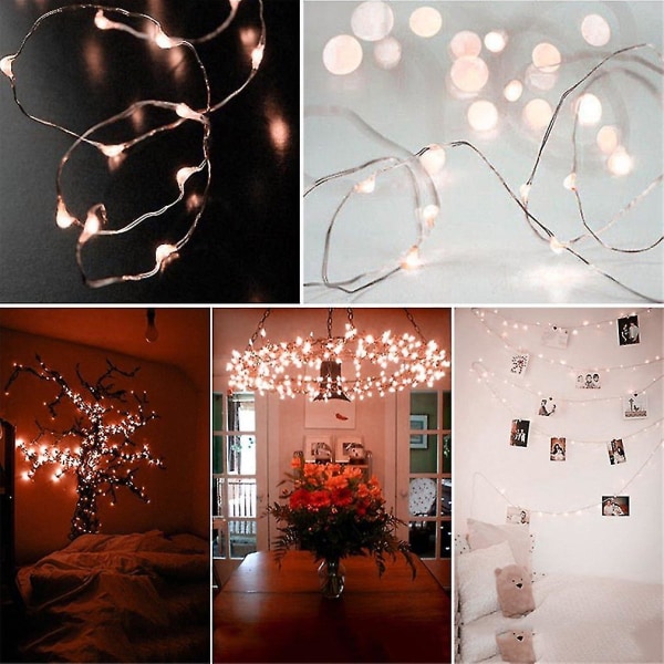 Hög Effektiv 10m 100 LED 3AA Batteri Silver Wire String Light
