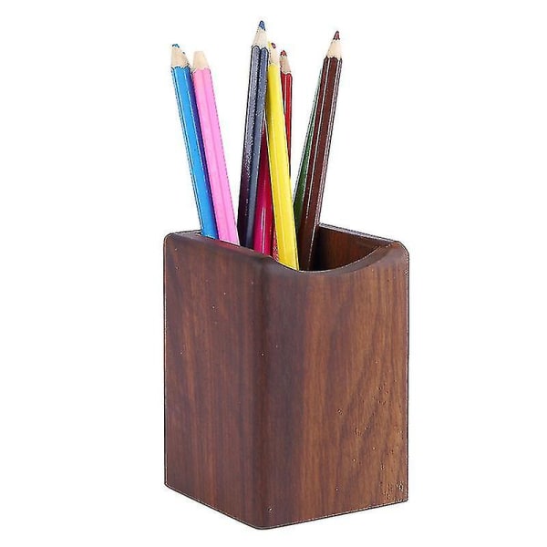 Pen Organizer Wooden Pencil Holder For Desk (black Walnut)