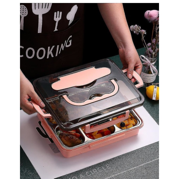 1300 ml vaaleanpunainen japanilainen lounaslaatikko ruostumattomasta teräksestä valmistettu Bento Box