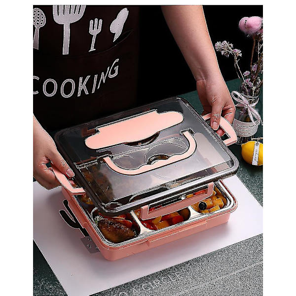 1300ml Rosa Japansk Lunsjboks i Rustfritt Stål Bentoboks