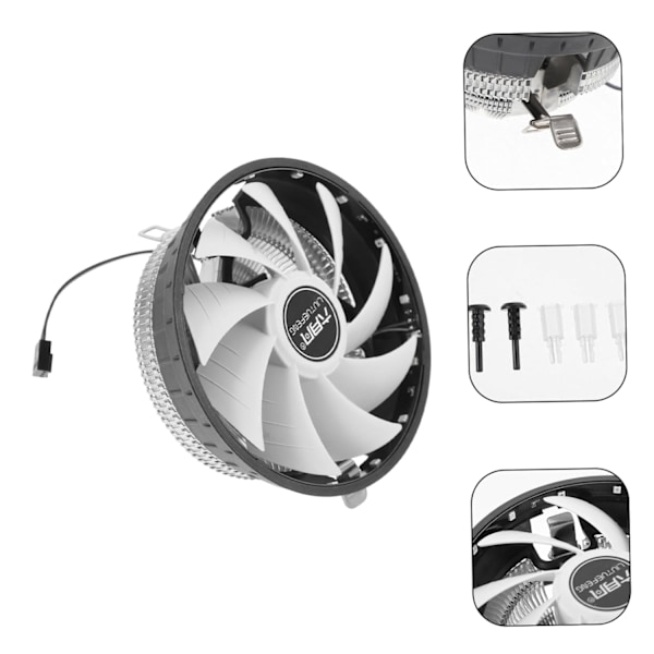 PC Computer Køler Lydløs Køleventilator Computertilbehør CPU Radiator Computer Køleventilator Farverigt Lys