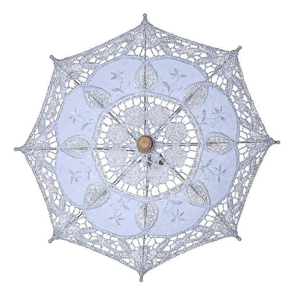 Stilfuld vestlig blondeparaply Fleur Parasoldekoration Bryllupsbrudparaply størrelse S (hvid)-liuyue