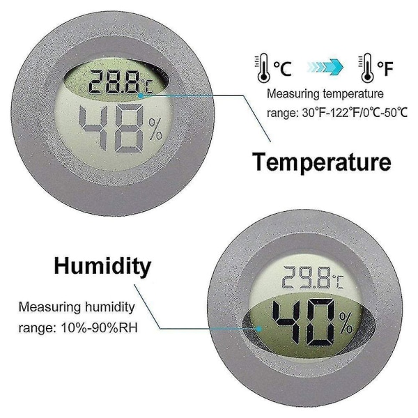 2 stk Mini Hygrometer Termometer Digital Lcd Display
