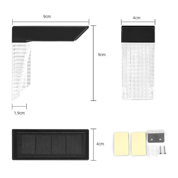 Sæt af 2 Solcellelamper til Terrasse, Hækkepost, Udendørsbelysning, Dekorativ Have (Hvidt Lys + RGB Farve)