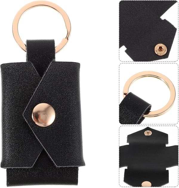 Nøkkelring i skinn med minifotoholder for 1-tommers bildeinnsats, solid PU-materiale