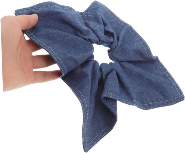 2 st blå fyrkantig sjal hårband elastisk scrunchie hästsvanshållare för kvinnors hårbulle