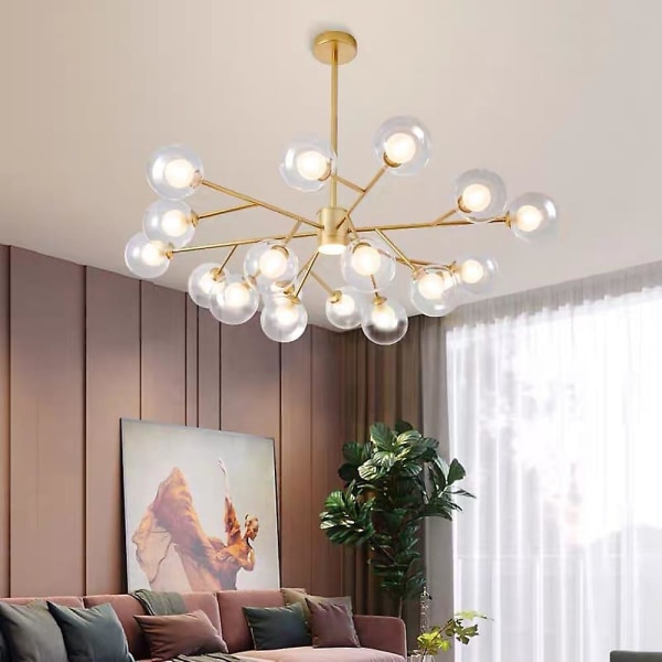 9-pääinen LED-kattokruunu, Nordic Gold -riipus