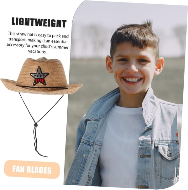 Barn Stråhette Solhatt Sommerhatter for Jenter Bred Brem Khaki Motedesign Enkel å Pakke Solbeskyttelse