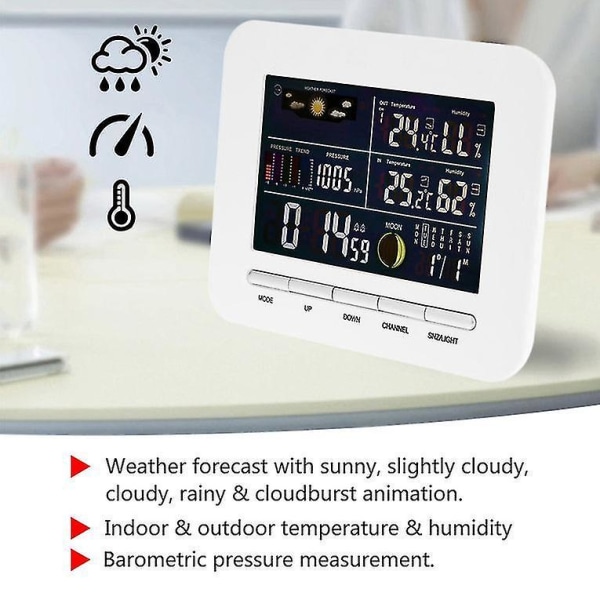 Trådløs vejrstation indendørs udendørs termometer luftfugtighed