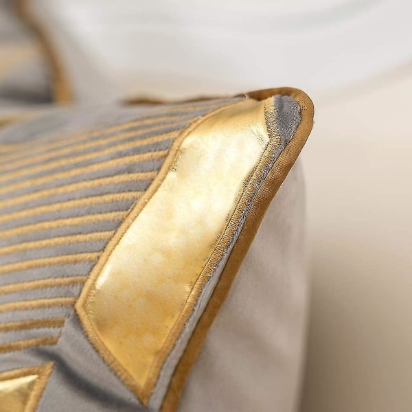 18 X 18 tommer geometrisk guld læder stribede pudebetræk Broderi Moderne  pudebetræk Dekorative puder 9ae8 | Fyndiq