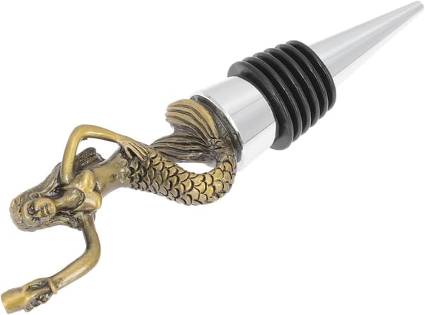Husholdningsvinstopper Havfrue Sinklegering Dekorativ Flaskestopper med flat bunn
