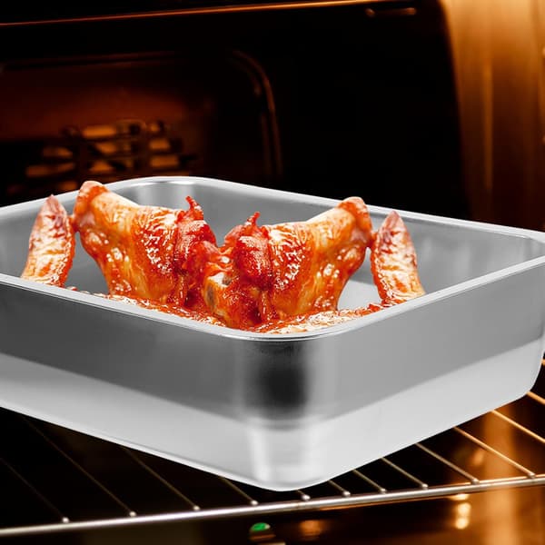Serveringsbrett i rustfritt stål, stekepanne, rektangulær, elegant metall, ikke lett å deformere