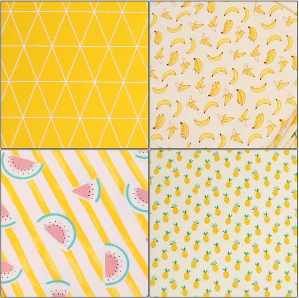 6 st bomullstäcktygset 50x50cm tryckt lapptäckstygspaket geometriska fruktmönster