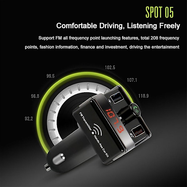 A7 Säkerhetsbil Digital Display Bluetooth MP3-spelare