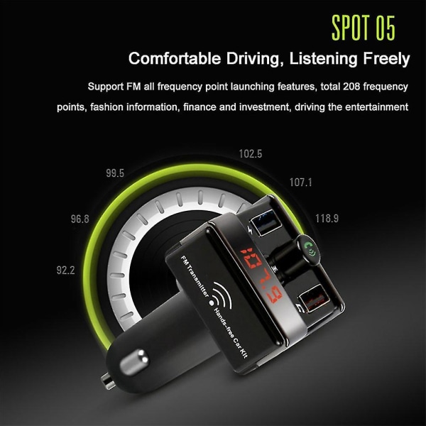 A7 Sikkerhedsbils Digital Display Bluetooth MP3 Afspiller