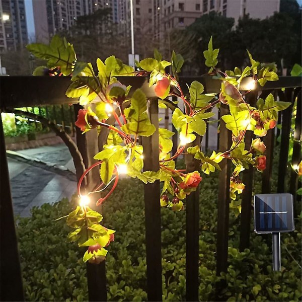 Solar Ivy Leaf Rose Leaf String Lights Outdoor LED